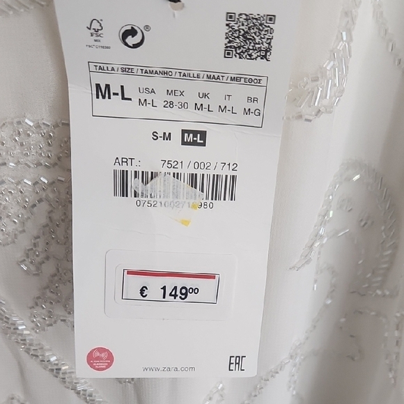 Zara White Dress with Silver Embroidery - Picture 4 of 10